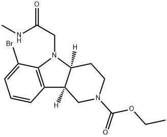 (4As,9bR)-Ethyl 6-bromo-5-(2-(methylamino)-2-oxoethyl)-3,4,4a,5-tetrahydro-1H-pyrido[4,3-b]indole-2(9bH)-carboxylate 结构式