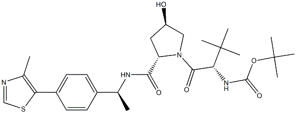 Tert-butyl N-[1-[4-hydroxy-2-[1-[4-(4-methyl-1,3-thiazol-5-yl)phenyl]ethylcarbamoyl]pyrrolidin-1-yl]-3,3-dimethyl-1-oxobutan-2-yl]carbamate Chemical Structure