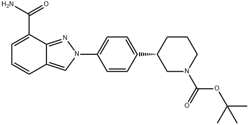 tert-Butyl (S)-3-(4-(7-carbamoyl-2H-indazol-2-yl)phenyl)piperidine-1-carboxylate 结构式